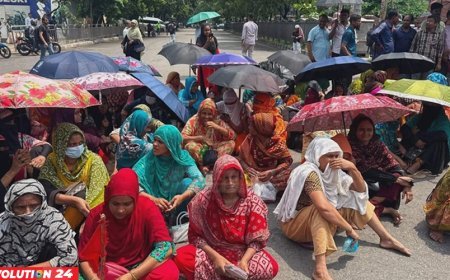 মহাখালী-তেজগাঁও সড়কে গার্মেন্টস শ্রমিকদের অবরোধ