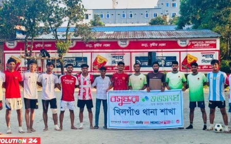 খিলগাঁওয়ে জমজমাট ফুটবল ম্যাচ তরুণদের মাঠমুখী করতে শুভসংঘের উদ্যোগ