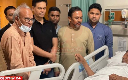 আহত প্রতিমন্ত্রী আবুল বারী হাসপাতালে দেখতে গেলেন রুহুল কবির রিজভী